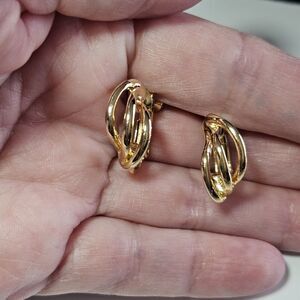 1980s Napier Gold Plated Clip On Screw Back Earrings